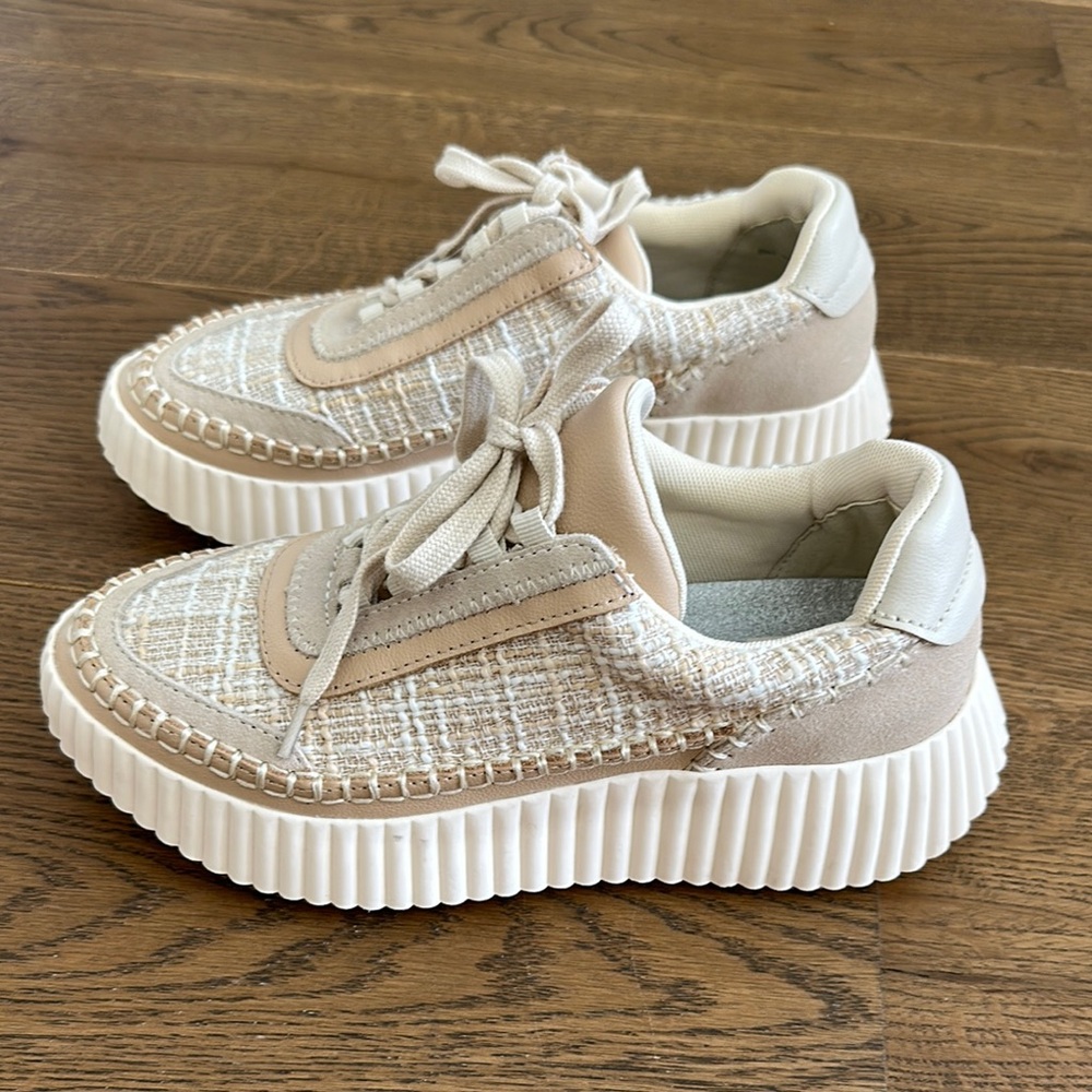 Dolce Vita Beige and White Platform Sneakers